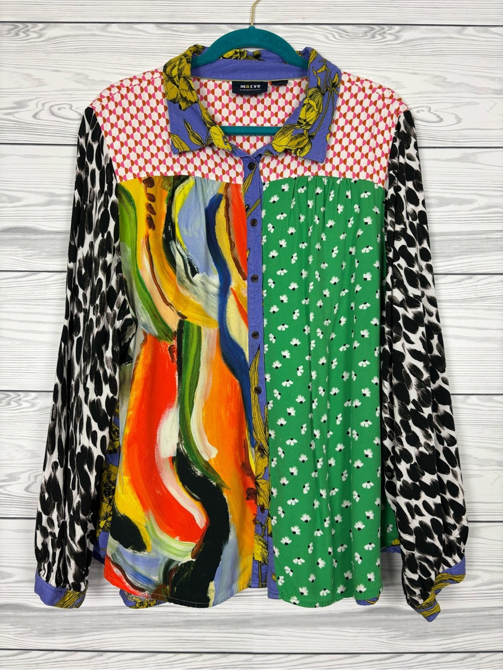 Maeve by Anthropologie Paz contrast button down size 2X multicolor floral - Picture 2 of 9